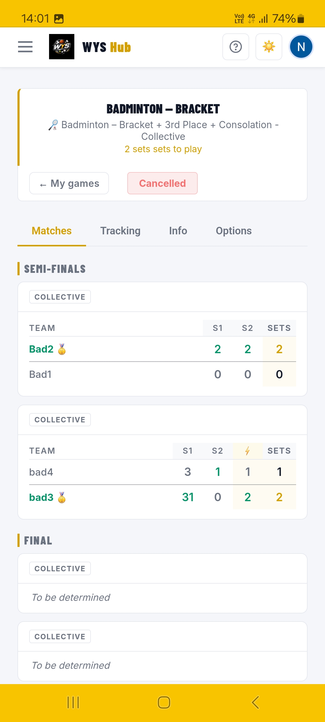 Live matches